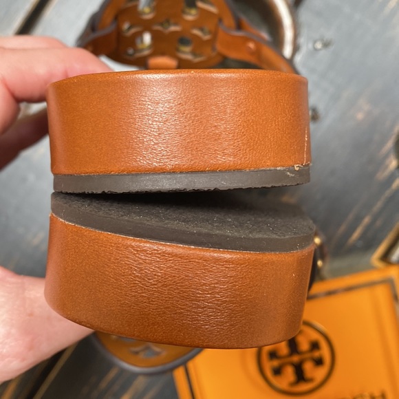 Tory Burch Gold Metal Logo & Studded Miller Cloud Sandals - Picture 14 of 16